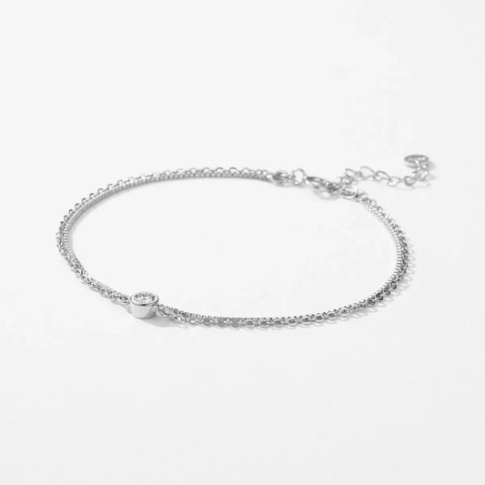 Bracelet Empilable Minimaliste en Argent Sterling 925 Véritable Double Couche Maillon de Chaîne Bracelets pour Femmes Fête Bijoux Fins