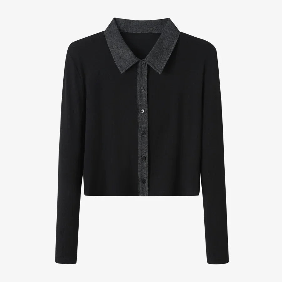 AS AW25 new design ribbing cardigan with denim collar + sleeveless maxi dress matching set for woman clothes