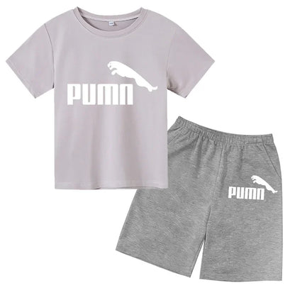 3-12Y Kids Summer Casual Letter Print 2-Piece Set Soft T-Shirt & Pants Suits for Boys & Girls