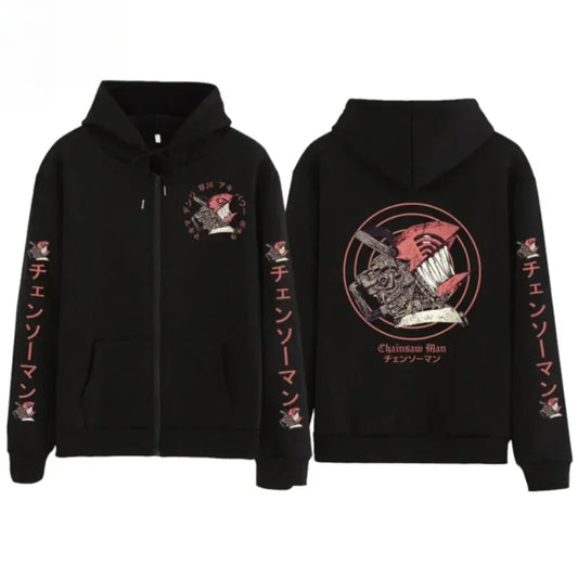 Chainsaw Man Men's And Women's Zipper Coat Hoodie Sweater Long-sleeved Jacket Pochita Anime Spring And Autumn Top Winter