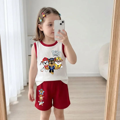 Summer Kids Clothes Sets Boys Sport Vest Shorts Two Piece Suit Girls Fashion Outfits Children's Breathable Sleeveless Tops Set