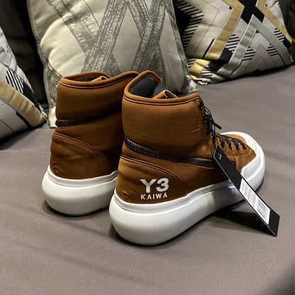 New Fashion High-top Casual Shoes Men Platform White Ankle Boot in Canvas Zipper Ornament Sneaker Boots Handcrafted Man Footwear