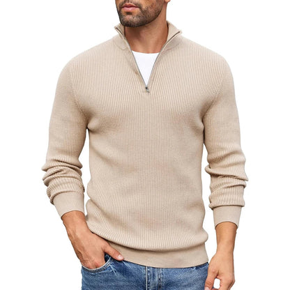 Men's Turtleneck Pullover Sweaters Zip Knitted Jumper Winter Sweater Long Sleeve Work Warm Coats Slim Fit Lightweight Outwear