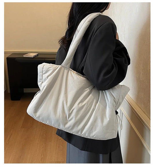 Fashion Winter Women Shoulder Bag Large Simple Shopping Commuting Bag Simple and Practical Textured Casual Versatile Tote Bag