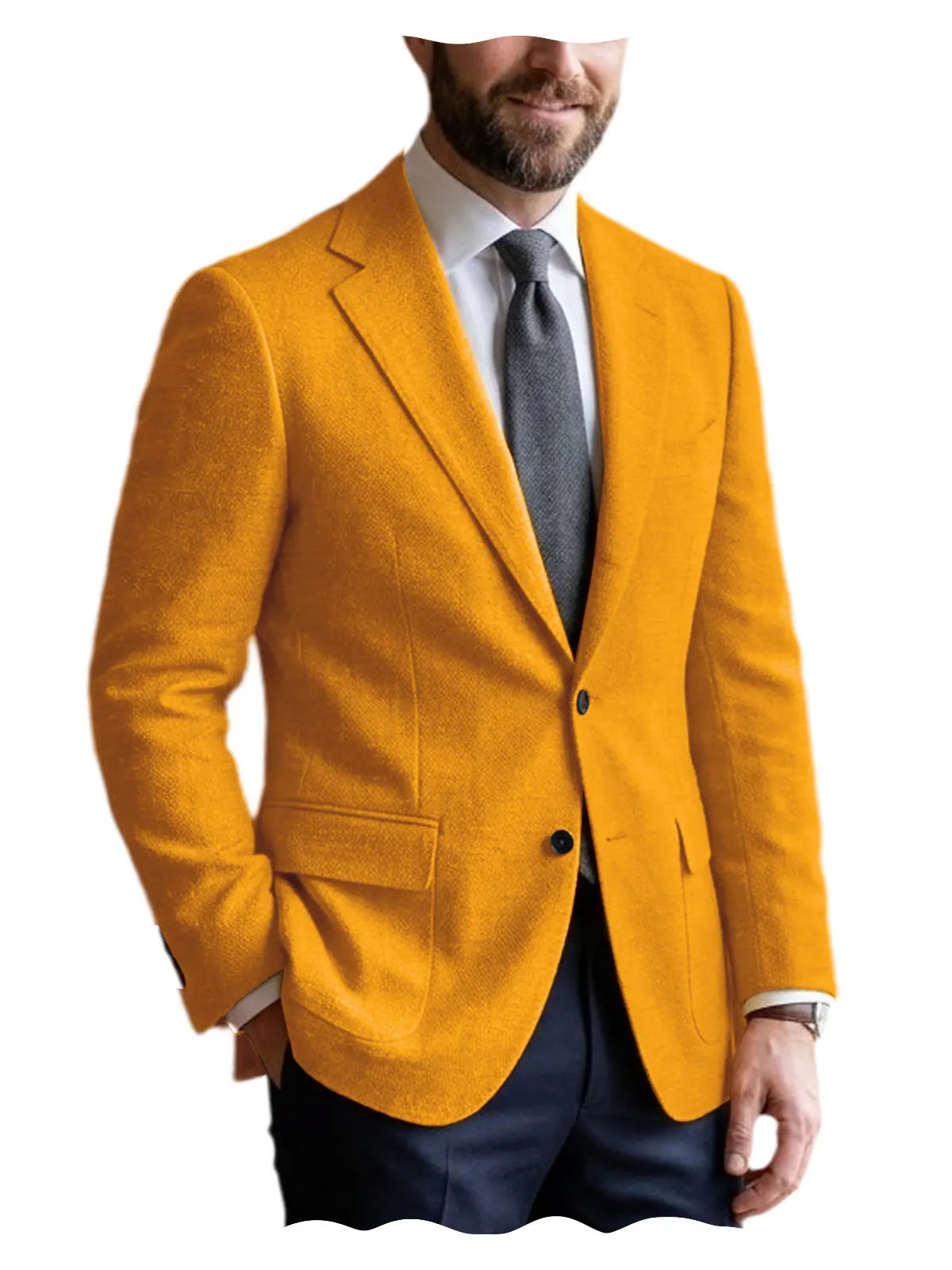 Men's Linen Blazer Notched Lapel 2 Button Slim Fit Suit Jacket Lightweight Breathable Men Business Wedding Party for Spring