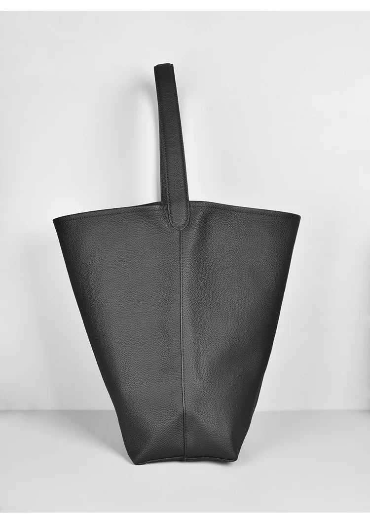 Bucket Bag Large Women's Bag Tote Bag Shoulder Bag Luxury Designer Genuine Leather Handbag Japanese Popular Bag Soft Row