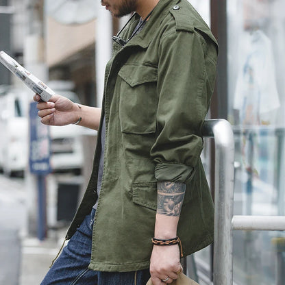 Retro M65 Jackets for Men Green Outdoor Windbreaker Vintage Casual Solid Coat Mens Clothes Multi-Pocket Jacket