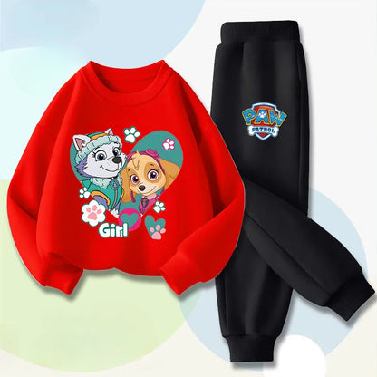 Boys and Girls Casual Hoodies Sets Cartoon Printed Children's Pullover Long Pant Two Piece Suit Kids Sweatsuit