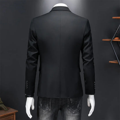Plus Size 6XL-M Fashion Mens Solid Color Suit Jacket High Quality Business Slim Fit Casual Blazers Formal Social Wedding Tuxedo