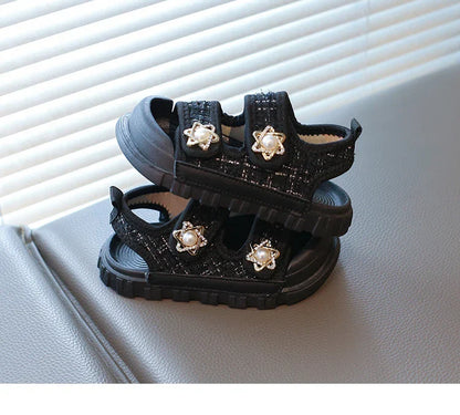 2025 Summer New Children Sandals Girls Elegant Princess Style Sandals Baby Anti-kick Foot Protection Sandals