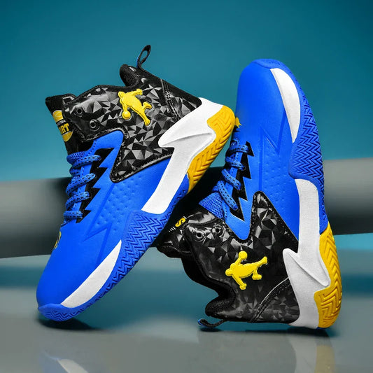 Fashion Basketball Shoes for Kids High-top Sneakers Children Casual Sports Shoes Ankle-protected Anti-slippery Gym Trainers Boys
