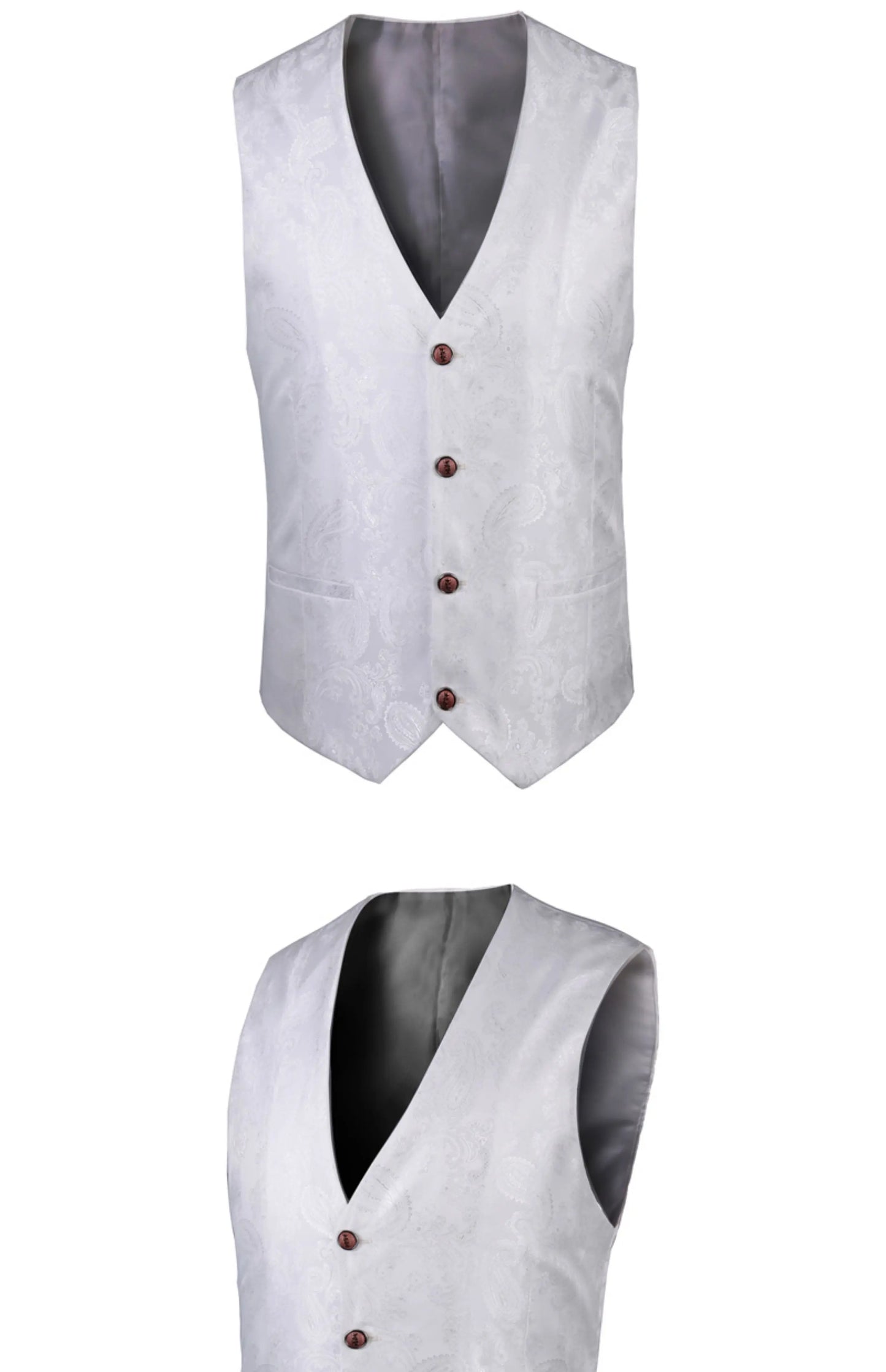 2025 New High-end V-neck Jacquard Black Vest for Men, White Sleeveless Waistcoat, Silver Billiards Uniform ,male Magician Vests