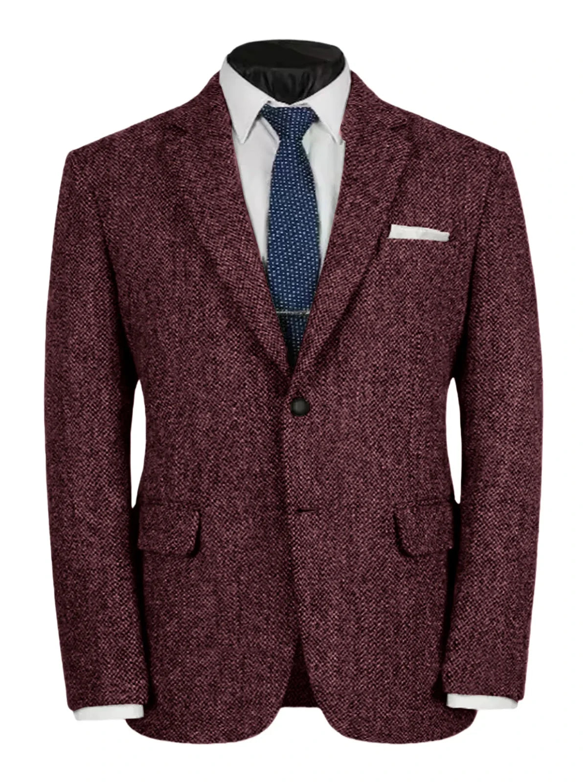 Herringbone Slim Fit Suit Jacket For Men's Single Breasted Business Blazer Casual Jacket Fashion Comfortable Elegant Mens