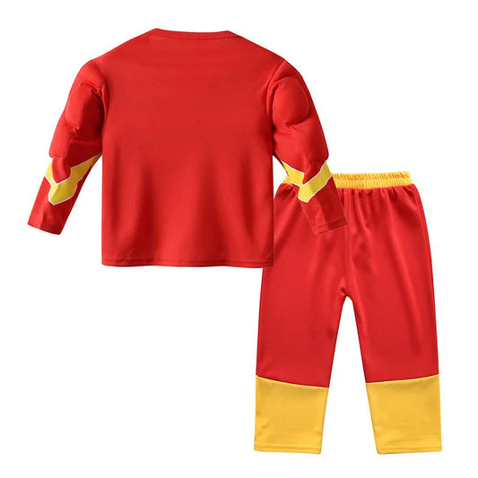 The Superhero Flash Men Cosplay Costume Kids Boys Girls Tops Pants With Mask Allen Muscle Suit Halloween Party Children Casual