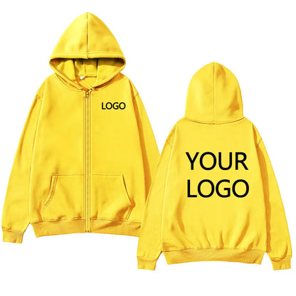 DIY Personalised customised logo, men's street hoodie, zip front sports sweatshirt, women's casual knitted hoodie, couple's gift