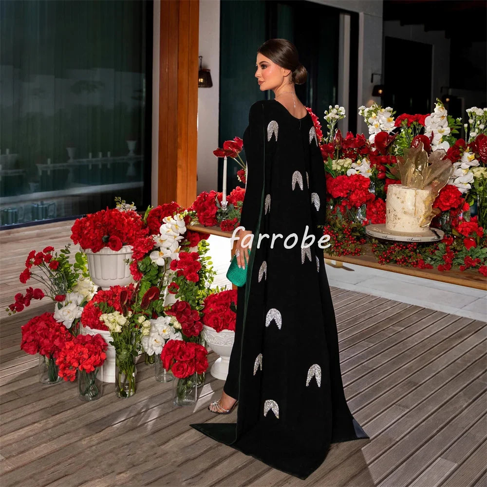 Customized Exquisite Formal Velour Beading Sequined Straight Scoop Neck Long Dresses Bespoke Occasion Dresses High Quality Sexy