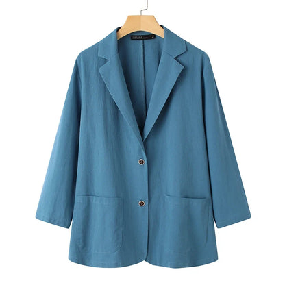 Elegant Solid Blazer Women Autumn Overcoats ZANZEA 2023 Casual Long Sleeve Single Button Coats Female Lapel Outwears Oversized