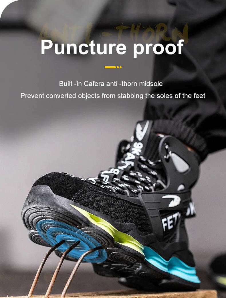 European Plus Size 50 Newest Design Men Wrok Safety Boots Anti-smash Steel Toe Cap Indestructible Construction Industry Shoes