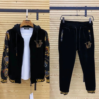 Men's autumn casual two-piece set, new coat, pants, fashionable youth suit.