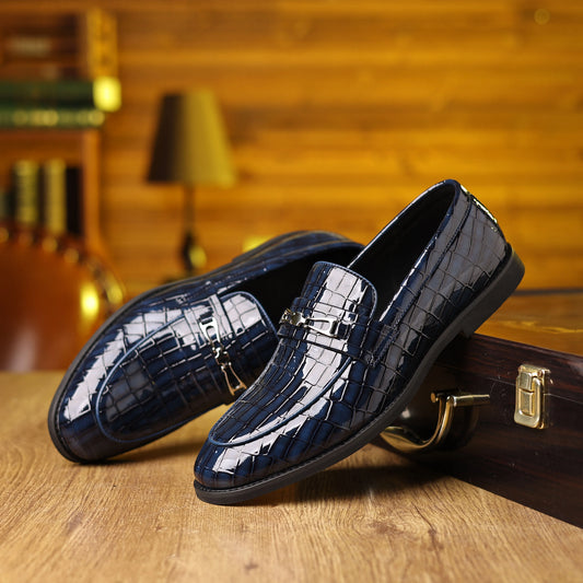 Men's Business Casual Shoes Leather Stitching Comfortable Breathable Rubber Bottom Second Layer Cowhide