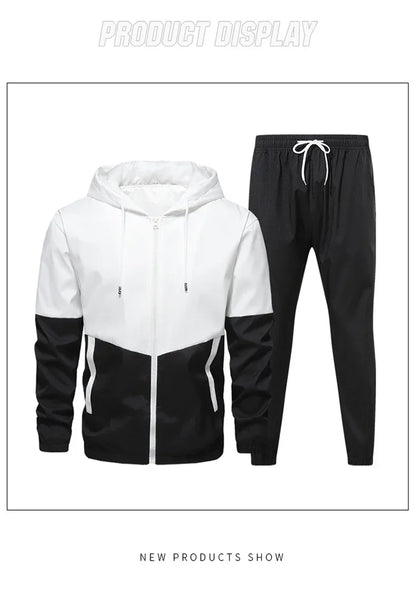 CHRLCK Men's Running Sportswear Suits Breathable Clothes Sports Joggers Training Gym Fitness Tracksuit Sets Men