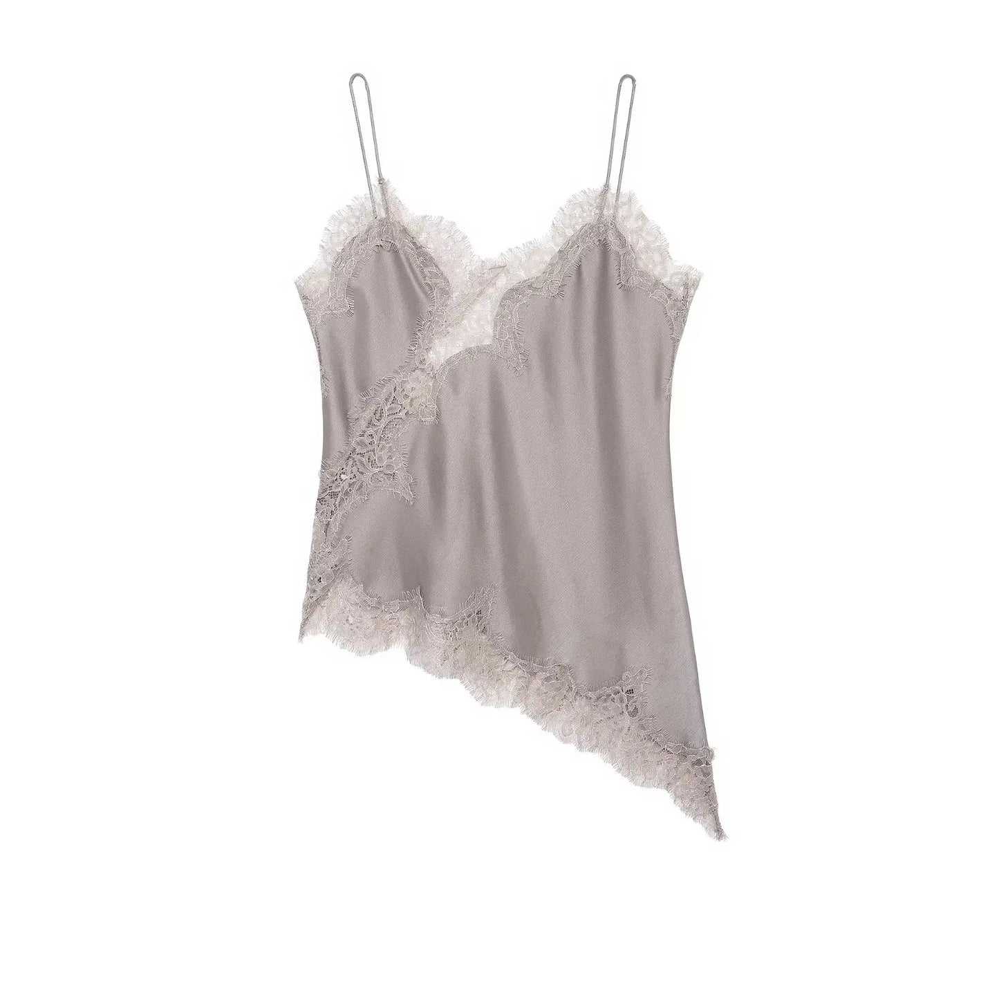 Sexy Women Asymmetrical Lace Slip Tops Summer Female Backless Sleeveless Off Shoulder Underwear Tanks Elegant Beach Camisole