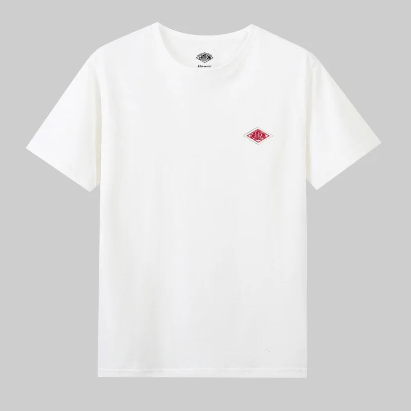 2025 Exported To Japan Orders Classic Embroidery Fashion Solid Simple Loose Short Sleeve Cotton Couple T-shirt Men/Women Top