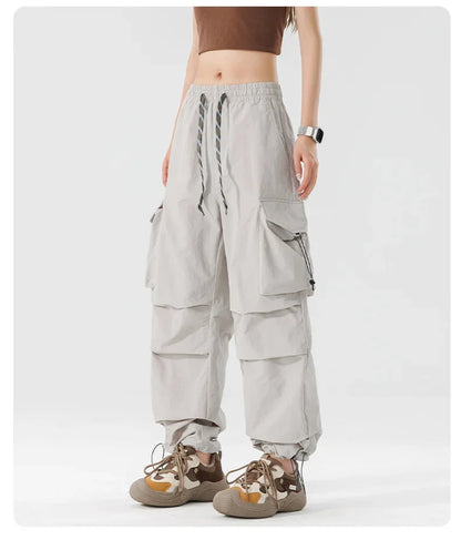 Women Hiking Pant Elastic Waist Trouser Adjustable Cuff Windproof Pant Men Outdoor Camping Pant Multiple Pockets Waterproof Pant