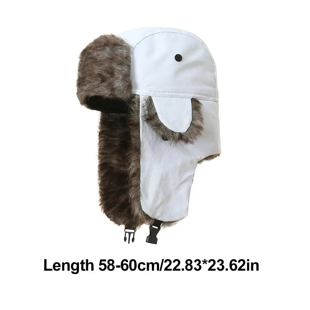 Men Women Trapper Bomber Hats Russian Ushanka Warm Winter Fur Earflap Hat Outdoor Sports Skiing Hunting Fishing Plush Cap