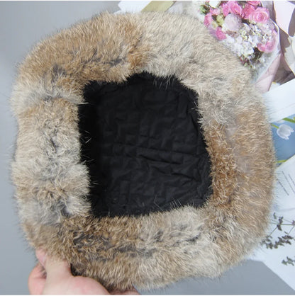 2026  Unisex Winter Russian Outdoor 100% Genuine Rabbit Fur Caps Warm Real Rabbit Fur Bomber Hat Natural Quality Rabbit Fur Hats