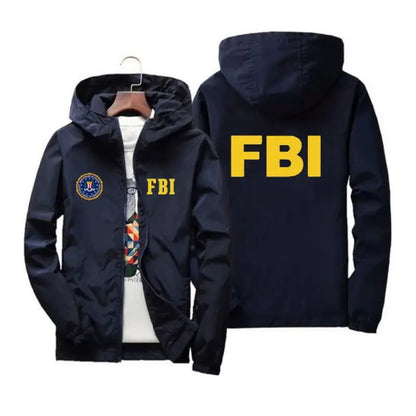 2024 New Men's Jacket High Quality FBI Printed Outdoor Sports Jacket Spring Hooded Windproof Fashion Casual Brand Sports Jacket