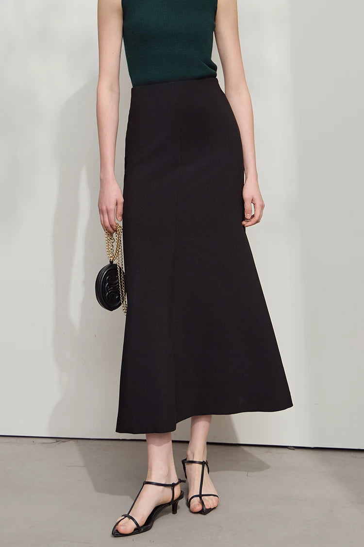 Minimalist Skirt Mermaid For Women 2025 Spring New Elegant Office Lady Solid Mid Length Slim Thin Elastic Skirts 12521065