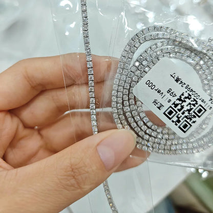 2/3/4/5/6mm Moissanite Tennis Necklace Bracelet for Women Men Hip Hop Diamond Neck Chain 925 Sterling Silver Fine Jewelry