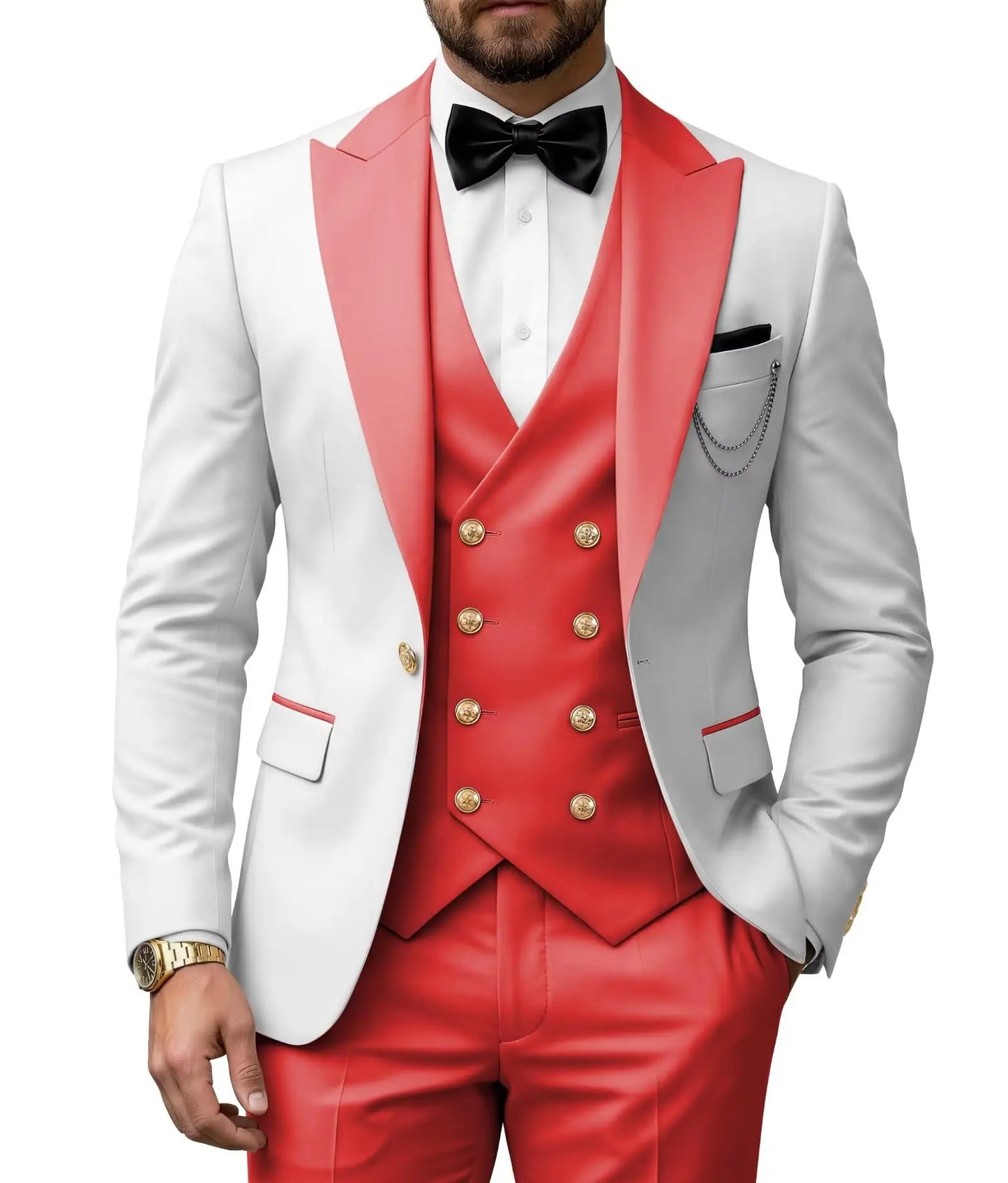 Men's 3 Piece Tuxedo Slim Fit for Men Tuxedo Suit Double Breasted  for Wedding Groom Business Tuxedos