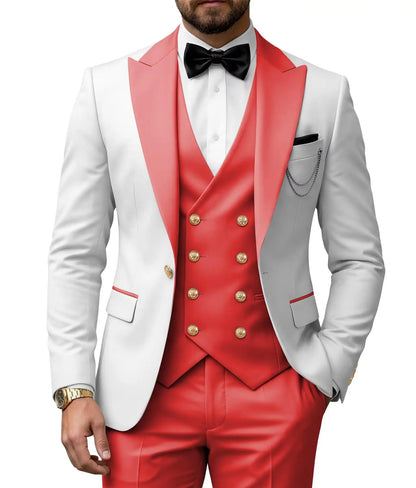 Men's 3 Piece Tuxedo Slim Fit for Men Tuxedo Suit Double Breasted  for Wedding Groom Business Tuxedos