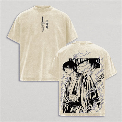Fushiguro Toji Jujutsu Kaisen T Shirt Men's Clothing Anime Vintage Y2k Washed T-shirt Short Sleeve 100% Cotton Loose Tees Tops
