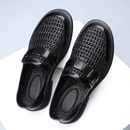 Breathable Hallow Business Leather Shoes for Men Buckle Designer Black Fashion Casual Shoe Male Summer British Elegant Shoes Man