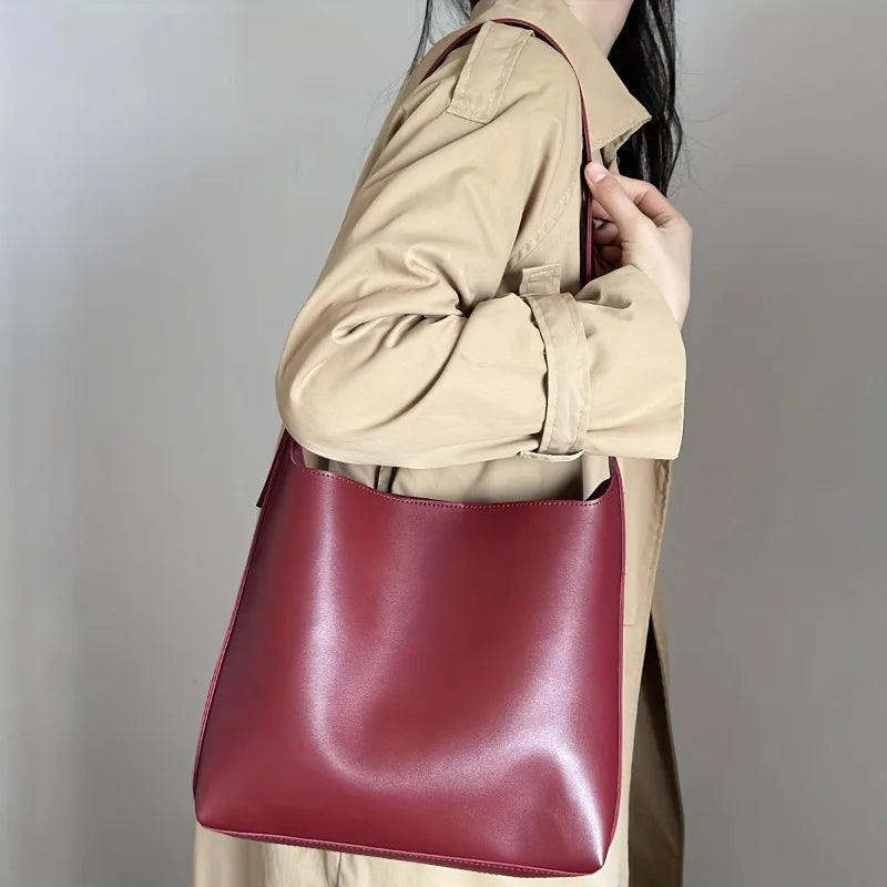 2 Pcs Large Capacity Handbag with Adjustable Shoulder Straps, Magnetic Closure, Simple and Casual Single Shoulder Crossbody Bags