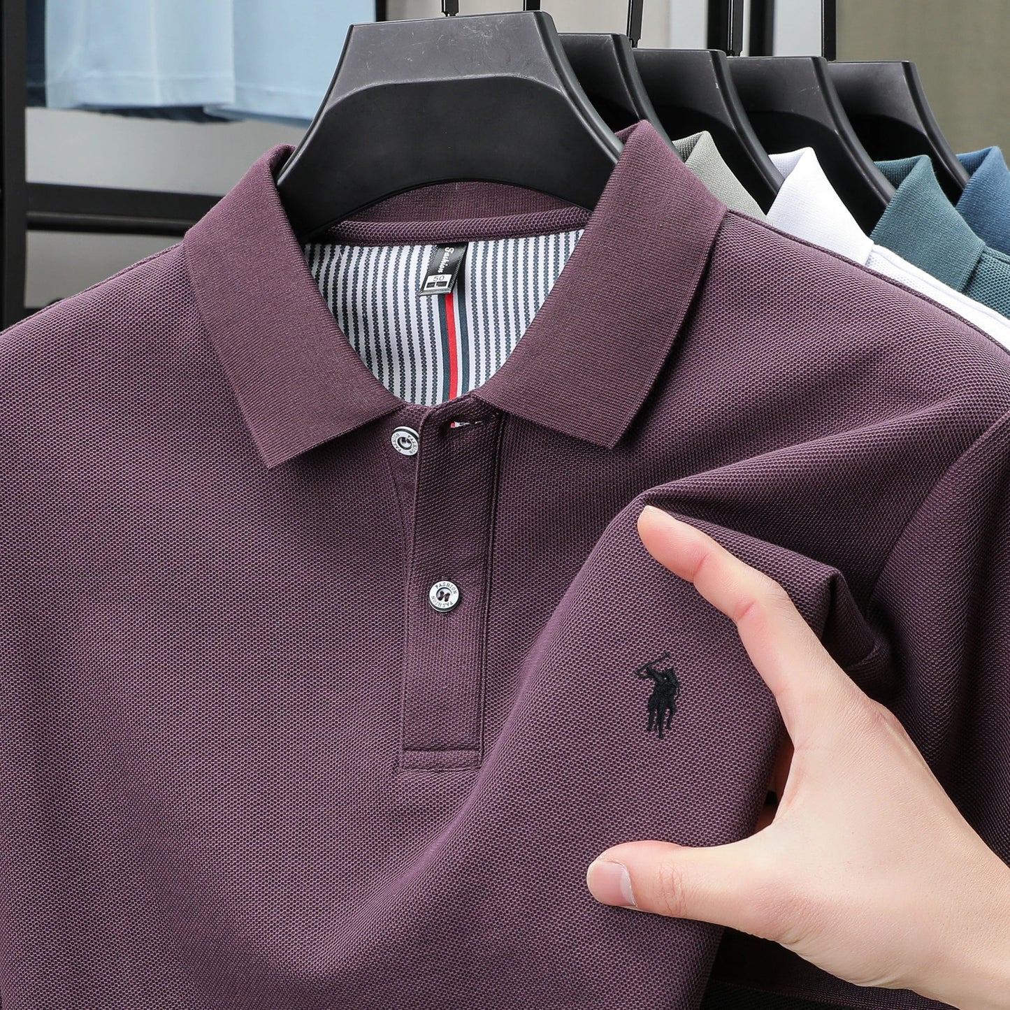 100% pure cotton men's short sleeved summer new golf lapel polo shirt, high-quality designer customized embroidered T-shirt