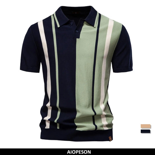 Brand Men's Striped Mesh Polo Shirt for High Quality Breathable Fabric Stylish Casual Male Polo Shirts ﻿