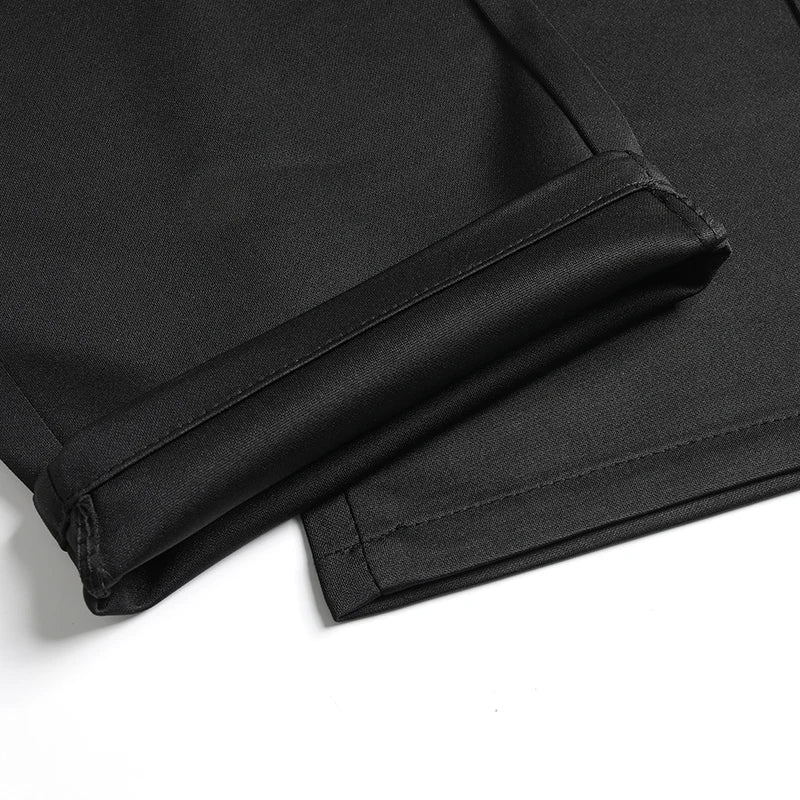 Men's Stretch Pants with Embroidery Casual Suit Pants Wrinkle Resistant Dress Pants