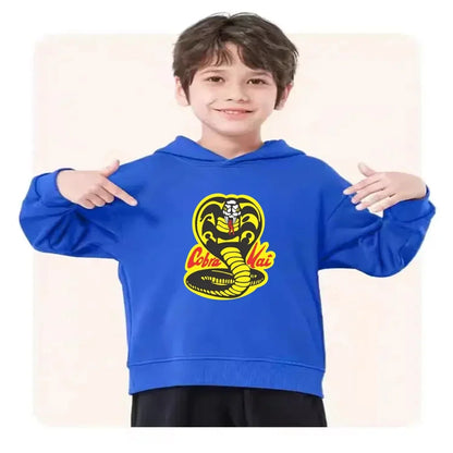 Children's Hoodie+Pants Black Children Cobra Stamp Coat Boys Girls Hoodie Tops Leisure Sweatshirt Toddler 3-12 Year Clothing