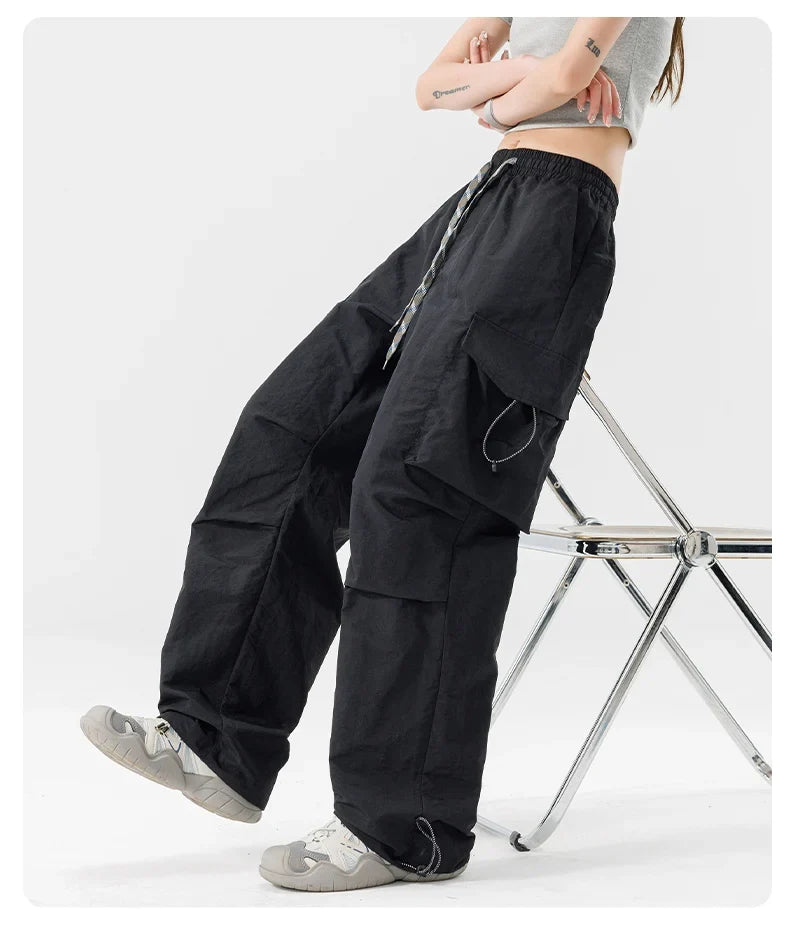 Women Hiking Pant Elastic Waist Trouser Adjustable Cuff Windproof Pant Men Outdoor Camping Pant Multiple Pockets Waterproof Pant