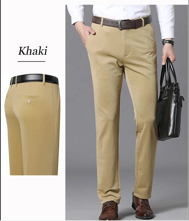 Men's Summer Thin Business Casual Pants Classic Elastic Dress Pants Soft Comfortable Loose Straight Brand Men's Pants