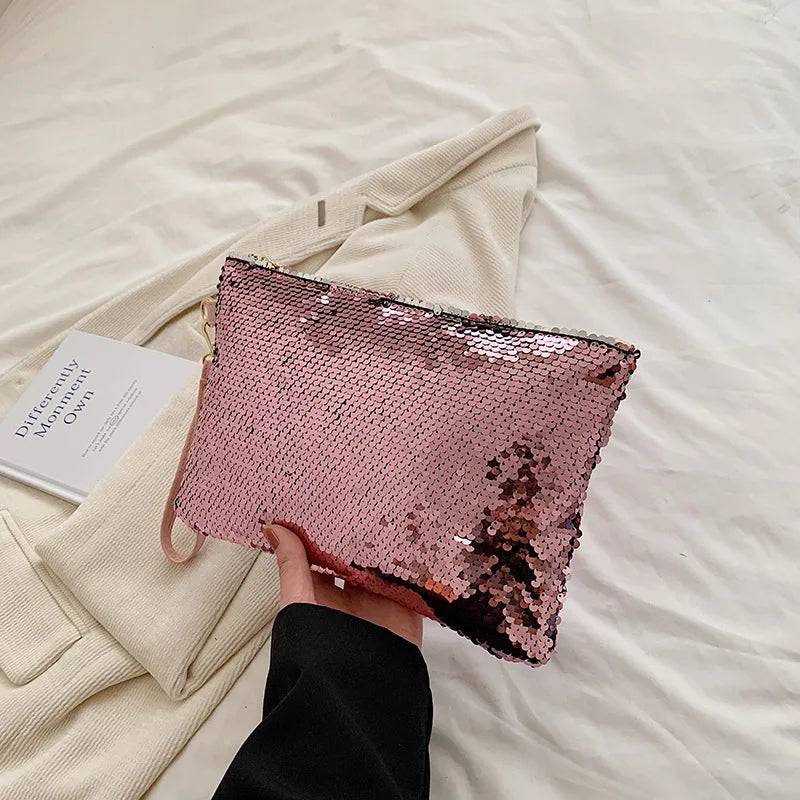 Fashion Women's Sequined Bling Handbag And Purse Small Wedding Party Evening Bag Lady Wristlet Clutch Bag Female Envelope Bag