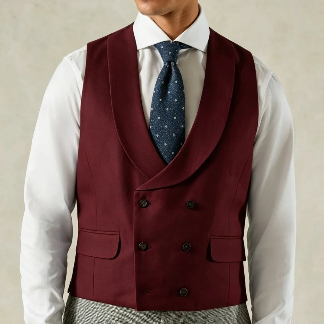 Men Vest Pink Solid Double Breasted With Lapel Waistcoat For Wedding Banquet Business Work Office Casual Daily Men Suit Vest