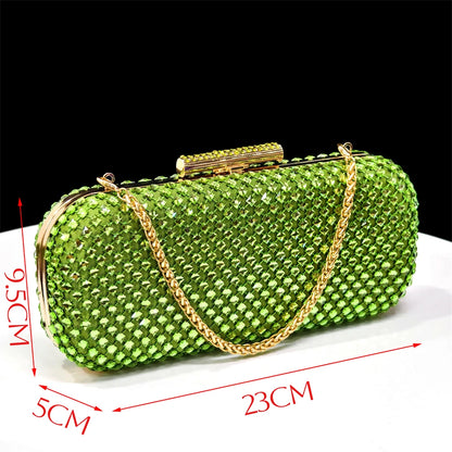 Elegant Italian Design Green Heels and Rhinestone Handbag Set for Nigerian Women - Perfect for Weddings and Parties