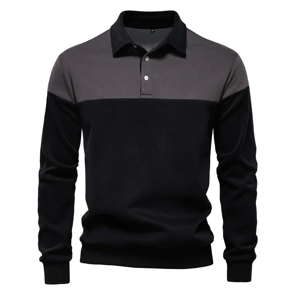 Men's Premium Cotton Sweatshirt Color Block Sweatshirt Long Sleeve Business Casual Social Sweatshirt