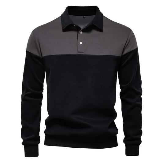 Men's Premium Cotton Sweatshirt Color Block Sweatshirt Long Sleeve Business Casual Social Sweatshirt
