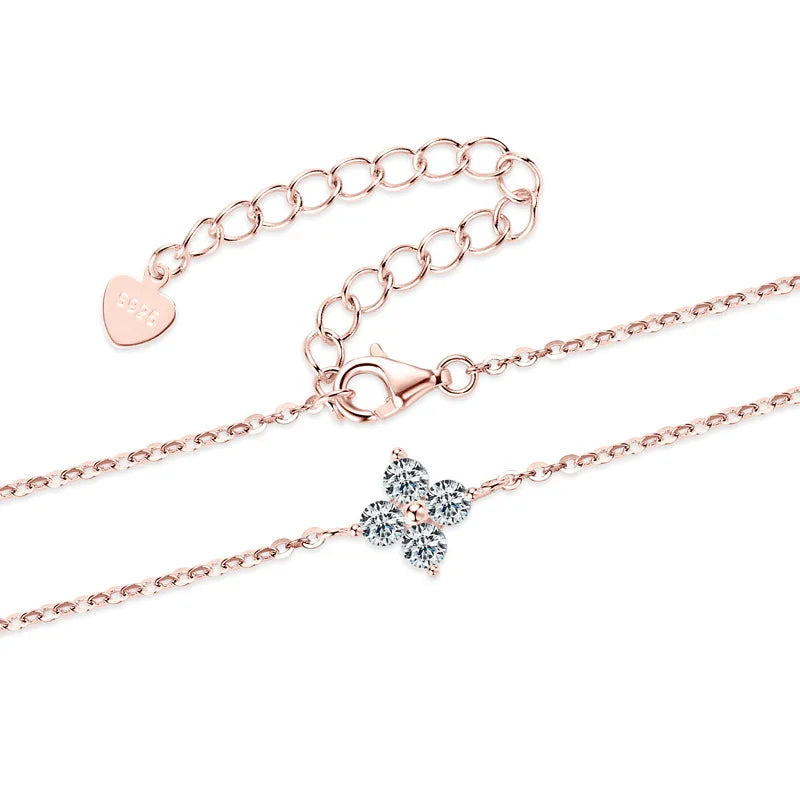 Clover GRA Certified 2cttw D Color Moissanite Bracelet for Women Girl 925 Silver Pass Diamond Test Hand Link Bracelets Gift